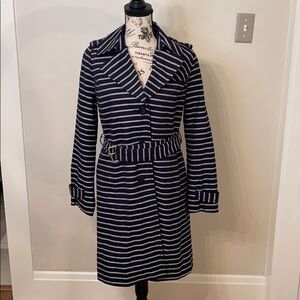 NWOT Talbots striped trench coat with belt​​​​​​​​​​​​